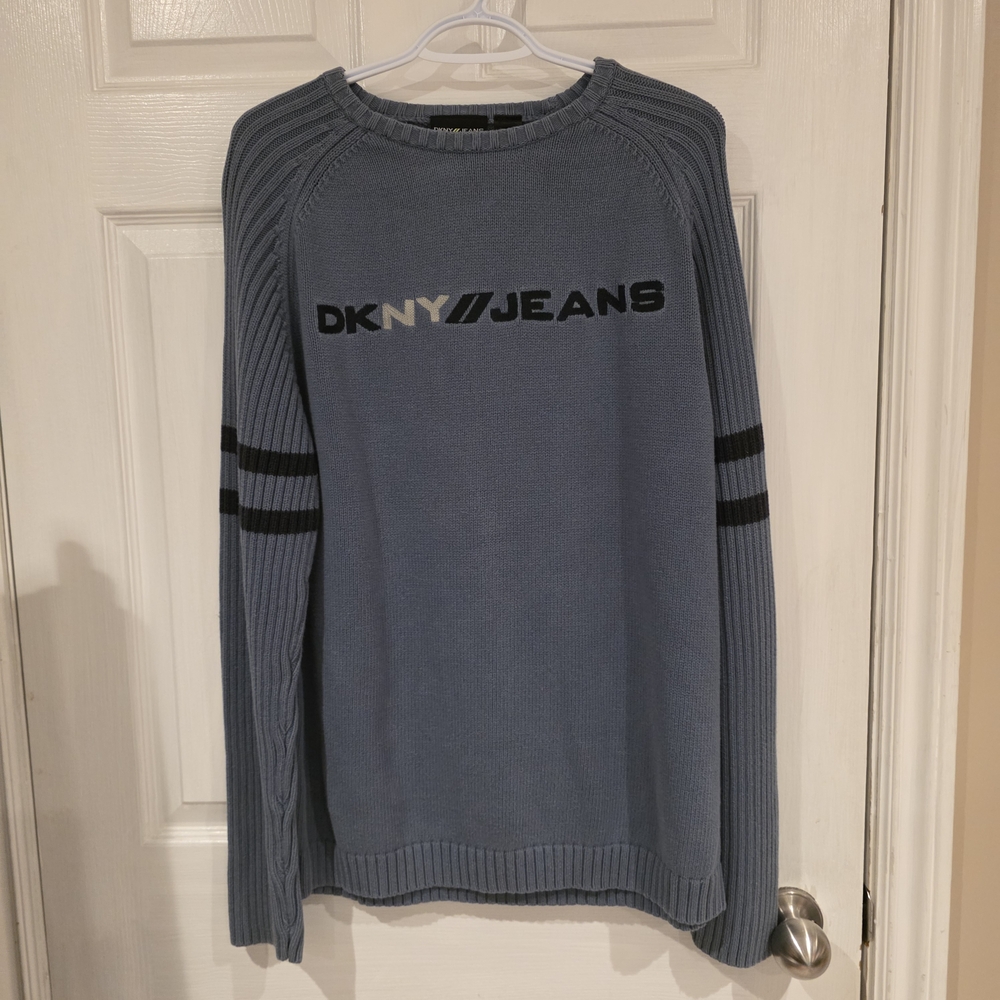 DKNY Men's Crewneck Sweater in Blue and Black